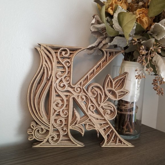Letter A B C D E F G H I-Wood Multi-layer Monogram - Picture 11 of 16